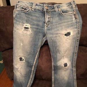 Silver Jeans Suki Bootcut Destructed Jeans